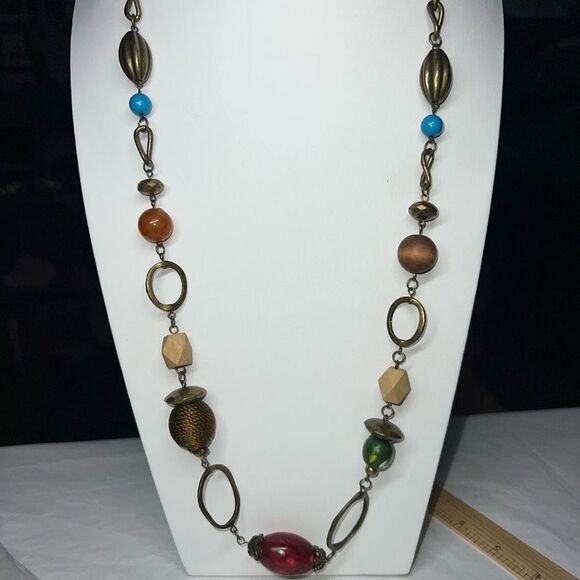 NY Beaded and Chain Necklace‎ - Picture 1 of 11